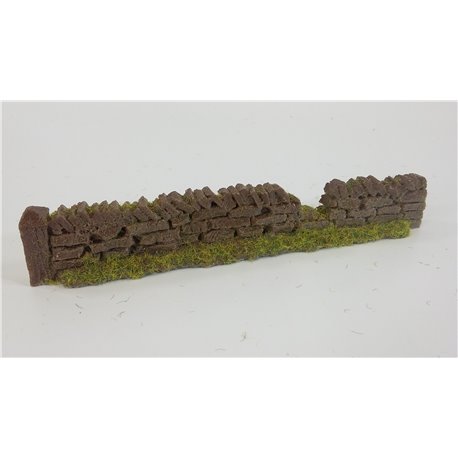 Roadside damaged dry stone walling - dark brown 
