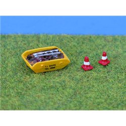 Painted Skip & road cones