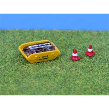 Painted Skip & road cones