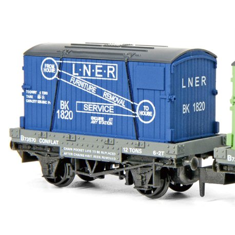 Conflat Wagon With Container Furniture Removals LNER