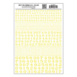 Numbers Dry Transfer Sheet - Roman RR Yellow Dt