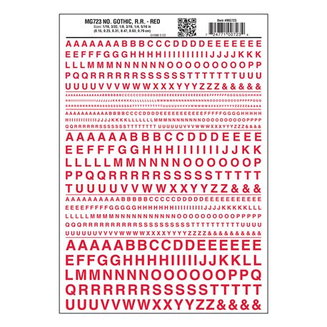 Letters Dry Transfer Sheet - Gothic RR Red Dt
