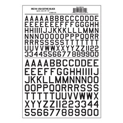 Letters Dry Transfer Sheet - 45° USA Gothic Black 3/8, .5 Dt