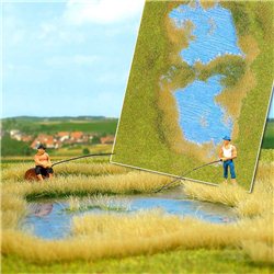 Lake with grass and reed shoreline