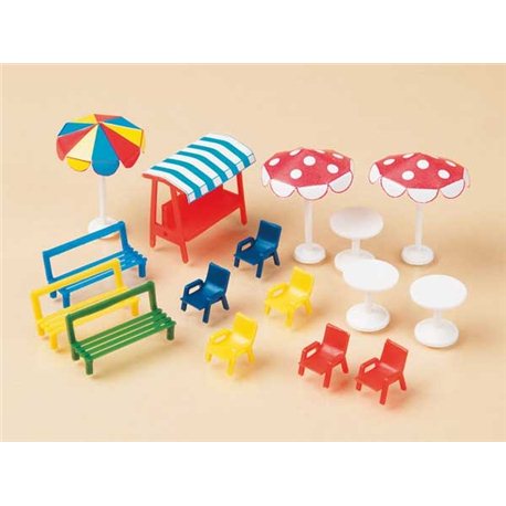 HO Benches chairs tables sun shades