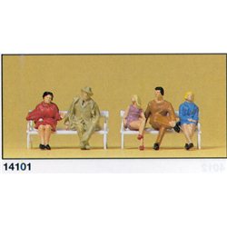 Seated People x 5 on 2 Benches