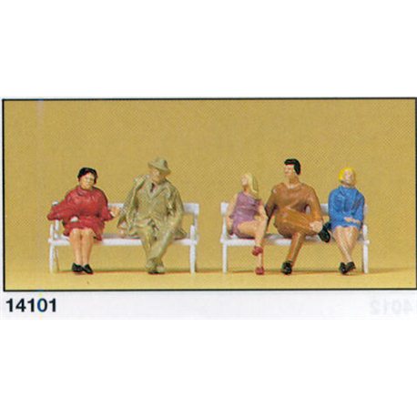 Seated People x 5 on 2 Benches