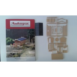 Log cabin, bridge and benches