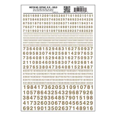 Numbers Gothic RR Gold Dry transfer