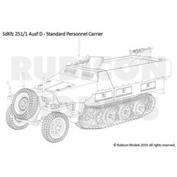 SdKfz 251/D Halftrack Armoured Fighting Vehicle - 1:56 scale (28mm) Wargame Plastic Kit