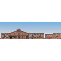 HO Low relief card buildings. Set of 6 industrial facades