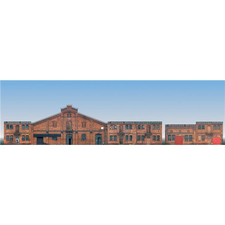 HO Low relief card buildings. Set of 6 industrial facades