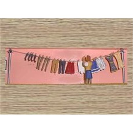 Washing Line, Clothes & Figure 1930/50's (O scale 1/43rd)