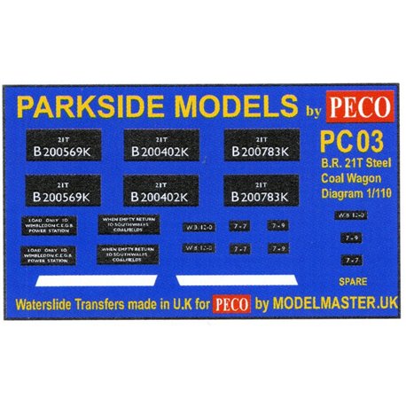 Transfers for B.R. 21T Coal Wagon