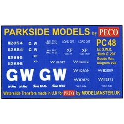 Transfers for ex G.W.R. 'Mink G' Goods Van