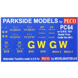 Transfers for ex G.W.R. 'Beetle' 1927 Prize Cattle Van