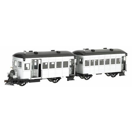 Rail Bus & Trailer-Unlettered (Silver Black)