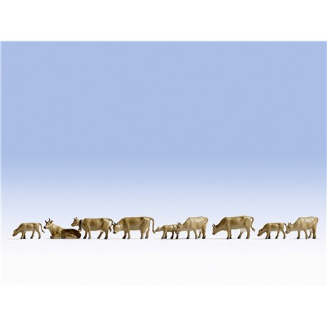 N Scale (1/148 - 1/160) Cows - Brown (9) by Noch