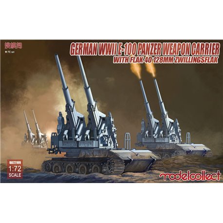 E-100 panzer weapon carrier with FLAK 40 128MM ZWILLINGSFLAK - 1:72 scale model kit