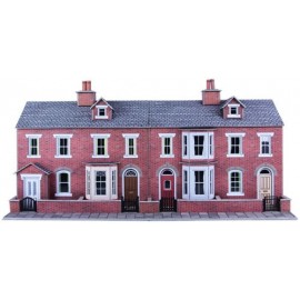 Low relief terraced house fronts brick