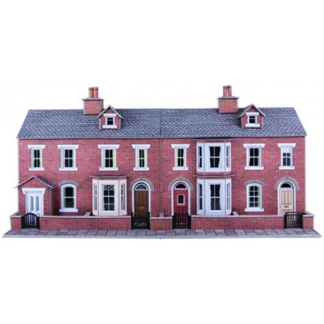 Low relief terraced house fronts brick