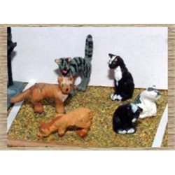 Painted 6 Assorted Cats (O scale 1/43rd)