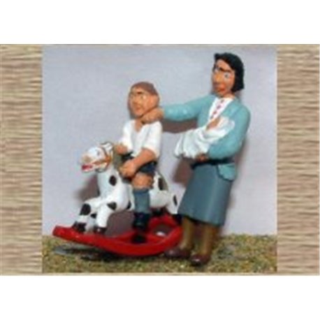 Mum/Baby & Child on Rocking Horse (O scale 1/43rd)