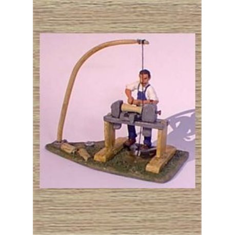 Pole Lathe & Worker (woodworking) (O scale 1/43rd)