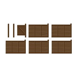 Larch lap fencing, including gates