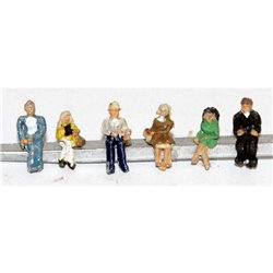 Painted 6 Assorted Seated Passengers / Figures Set 1 (N scale 1/148th)