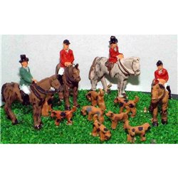 Hunt Scene, Riders and Hounds - Unpainted