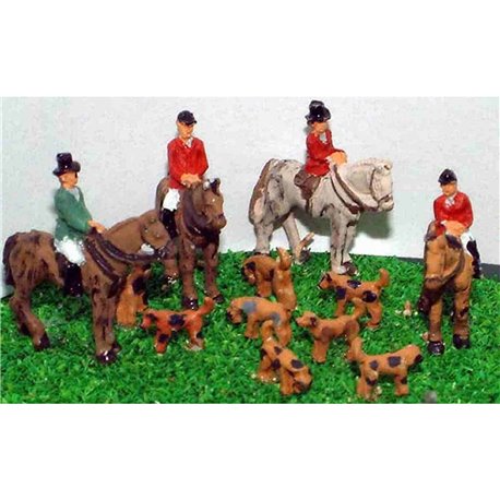Hunt Scene, Riders and Hounds - Unpainted