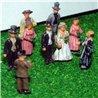 N Scale (1/148th) Painted White Wedding Scene(9) Five Men Four Women by Langley