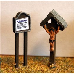 A84p Painted Church Notice board & crucifix N Scale 1:148