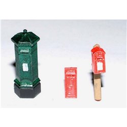 3 different Victorian Pillar Boxes (OO Scale 1/76th)