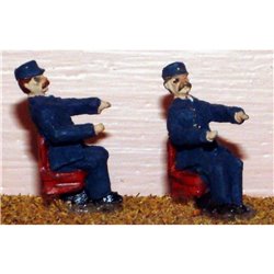 Painted 2 Loco Crew - 2 Seated Diesel Loco Drivers (OOScale 1/76th)
