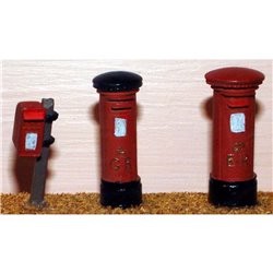 3 Assorted Pillar Boxes - Unpainted