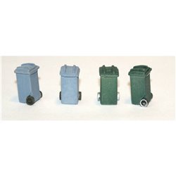 4 x Modern Wheelie Bins - Unpainted