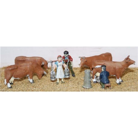 Dairy Scene inc. Cows, Milkmaid etc - Unpainted