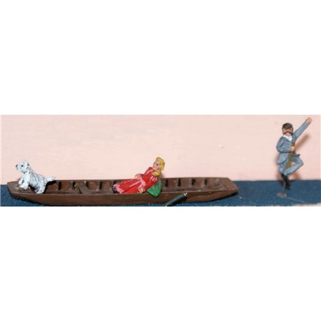Punt with stranded boatman (OO Scale 1/76th) - Unpainted