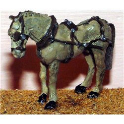 2 harnessed horses (twin shaft) (OO Scale 1/76th) - Unpainted