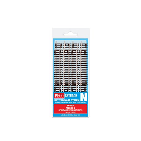 PECO Setrack N Gauge Code 80 - Standard Straight 87mm (pack of 8)