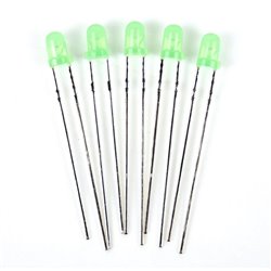 LED Green 3mm (Pack of 5) 12v