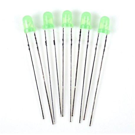 LED Green 3mm (Pack of 5) 12v