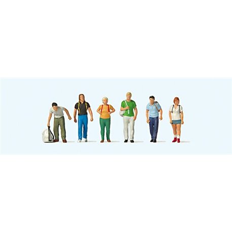 Train Travellers with Rucksacks (6) Exclusive Figure Set