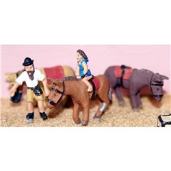 3 Assorted Donkeys & Rider - Unpainted