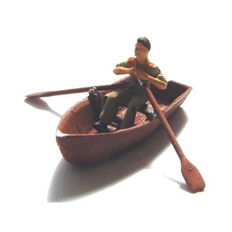 Painted Rowing Boat & Rowing Figure (OOScale 1/76th)