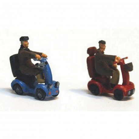 2 x Mobility Scooters and disabled figures - Unpainted