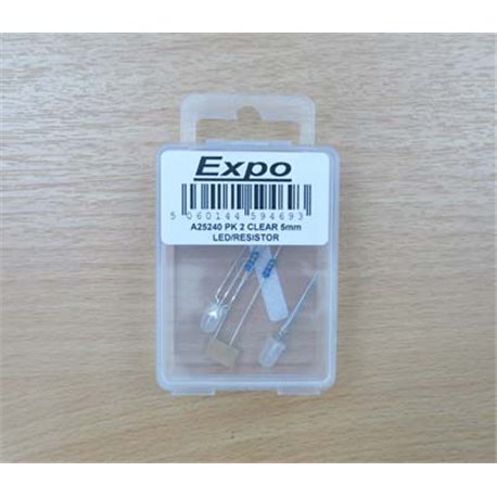 2x5mm clear LED + 12V resistor