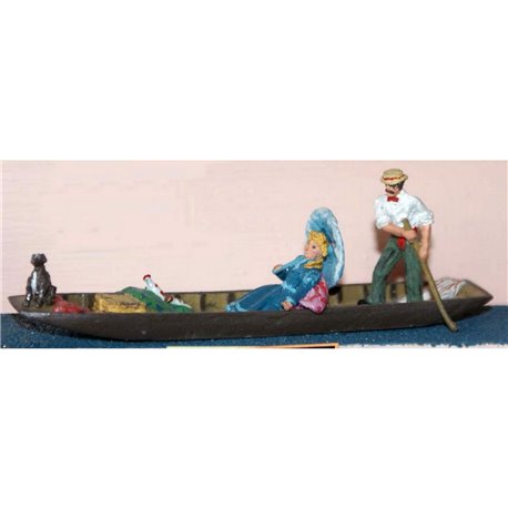 Punt with figures - Unpainted figure set to create a 'Punting scene' 